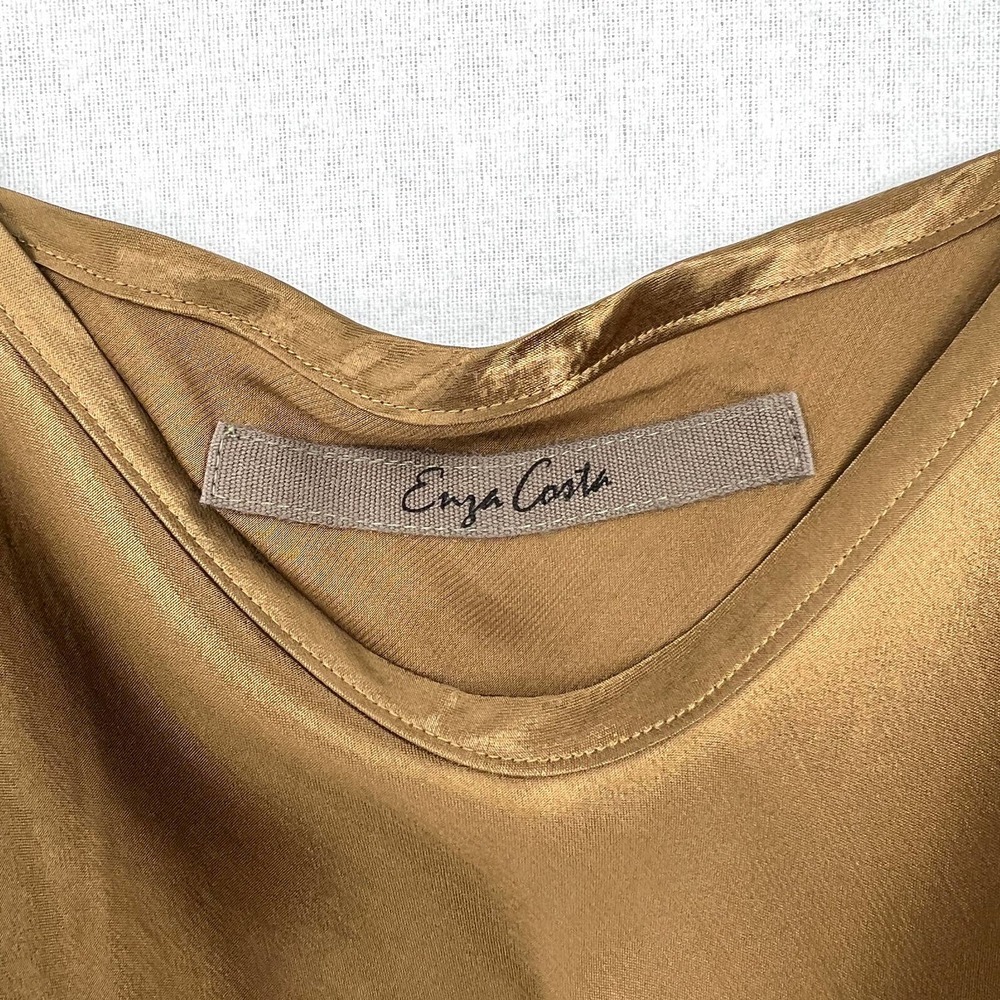 ENZA COSTA Dress Womens Medium Fatigue Satin Bias Slip Maxi Spaghetti Strap NWOT - Picture 9 of 15